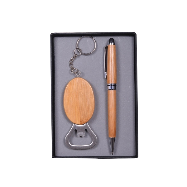 Bamboo Pen and Bottle Opener Set.... from ASI 46755 Cosmo Promos