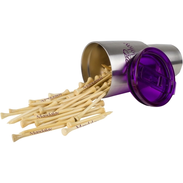 Golf kit with 100 golf tees and 6-ounce vacuum-insulated tumbler.... from ASI 57653 Gold Bond
