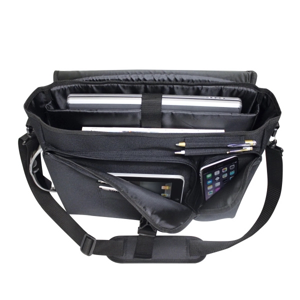 600D Ripstop polyester workhorse messenger main compartment there is a padded... from ASI 79384 Preferred Nation Inc