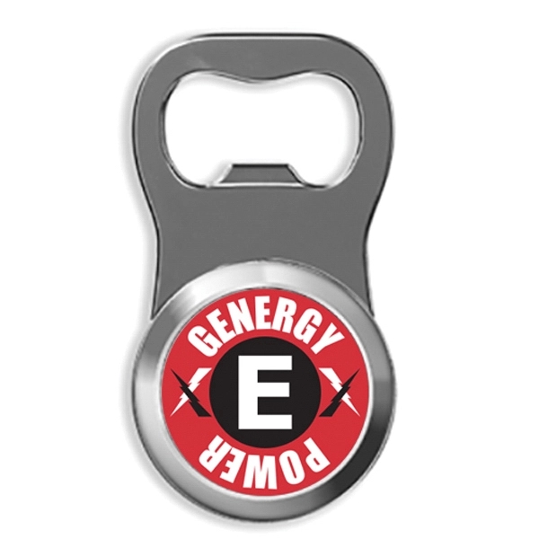 2.75" die cast zinc alloy bottle opener with poly dome imprint.... from ASI 52263 EMT / EMT