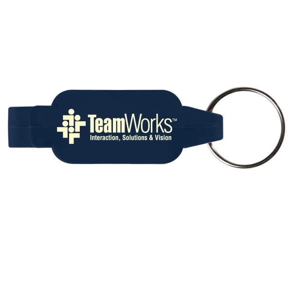 Bottle opener keychain (7/8" x 2 1/2" x 11/16") with stainless... from ASI 52840 Evans Manufacturing
