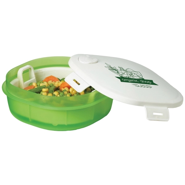 Microwave and dishwasher safe food steamer with vent lid and flip-down... from ASI 52840 Evans Manufacturing