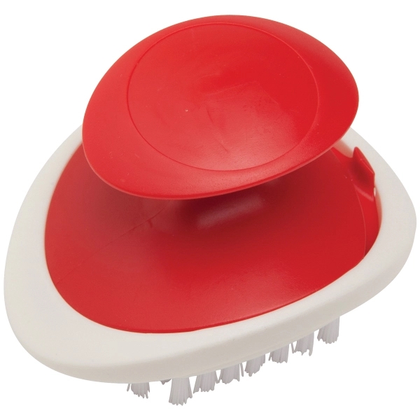 Ergonomic vegetable and fruit brush with handle that fits in the... from ASI 52840 Evans Manufacturing