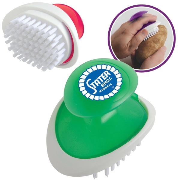Ergonomic vegetable and fruit brush with handle that fits in the... from ASI 52840 Evans Manufacturing