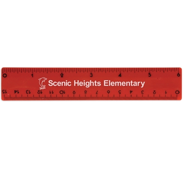 6" plastic ruler with standard and metric measurements.... from ASI 52840 Evans Manufacturing
