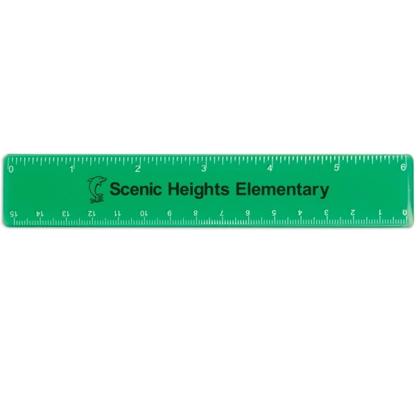 6" plastic ruler with standard and metric measurements.... from ASI 52840 Evans Manufacturing