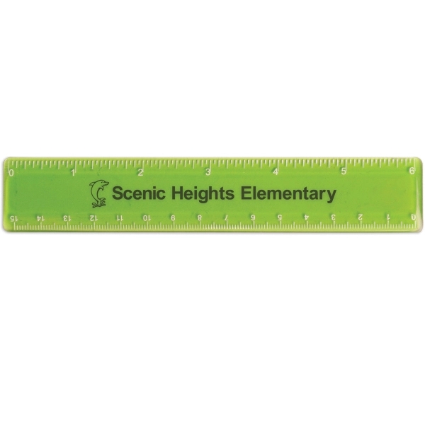 6" plastic ruler with standard and metric measurements.... from ASI 52840 Evans Manufacturing