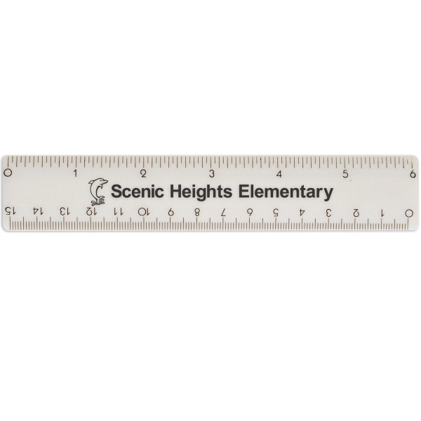 6" plastic ruler with standard and metric measurements.... from ASI 52840 Evans Manufacturing