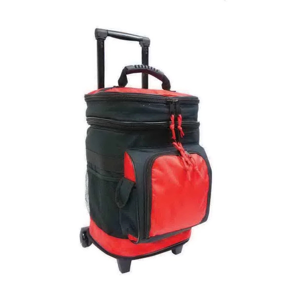 13" x 18" x 10.5" polyester rolling cooler with assorted pockets... from ASI 37980 Bagworld