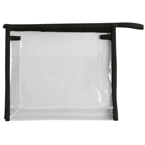 Zippered travel makeup and toiletries bag made from clear PVC material... from ASI 52840 Evans Manufacturing