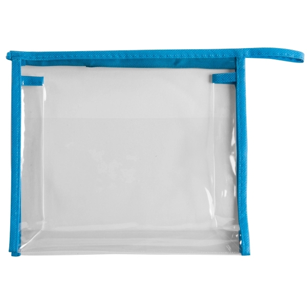 Zippered travel makeup and toiletries bag made from clear PVC material... from ASI 52840 Evans Manufacturing