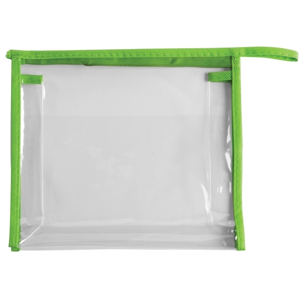 Zippered travel makeup and toiletries bag made from clear PVC material... from ASI 52840 Evans Manufacturing