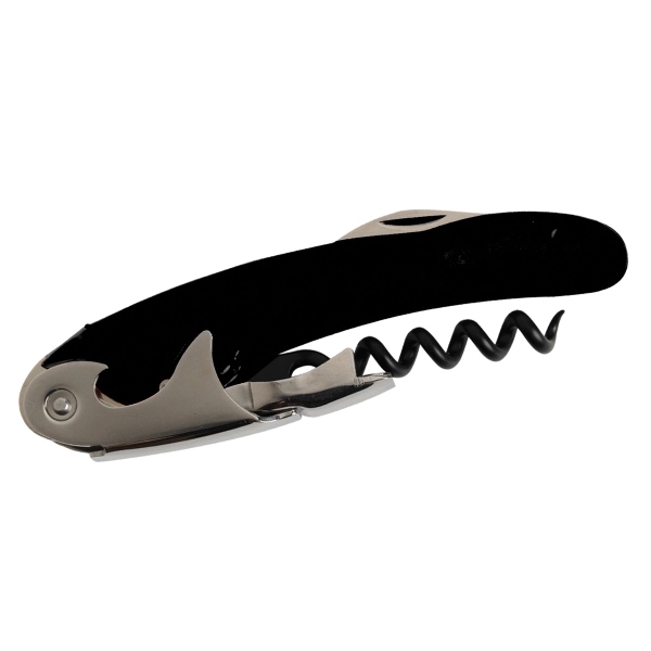 Wine bottle opener with non-stick coated corkscrew, double hinge lever, foil... from ASI 52840 Evans Manufacturing