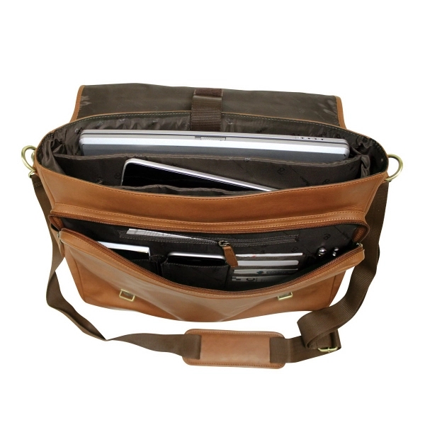 drum-dye nappa leather briefcase flapover is secured by dual tuck locks... from ASI 79384 Preferred Nation Inc