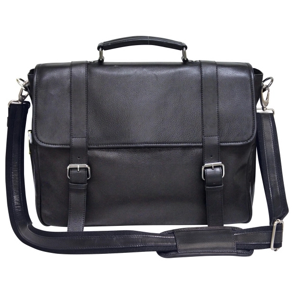 drum-dye nappa leather briefcase flapover is secured by dual tuck locks... from ASI 79384 Preferred Nation Inc