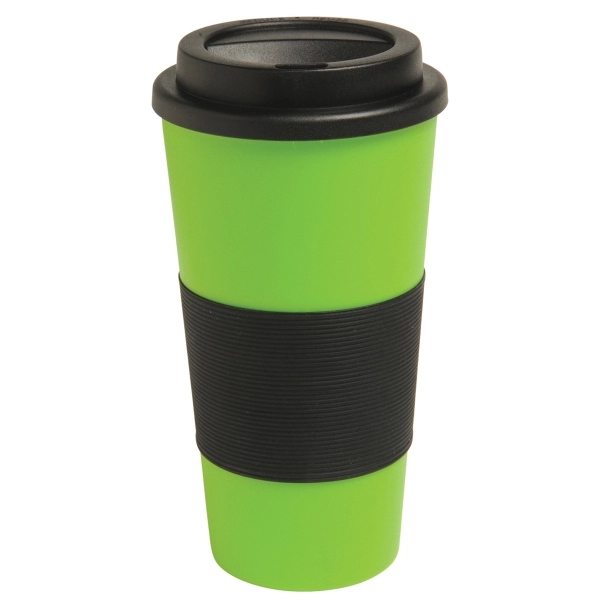 16 oz. insulated plastic travel tumbler with silicone grip and lid.... from ASI 52840 Evans Manufacturing