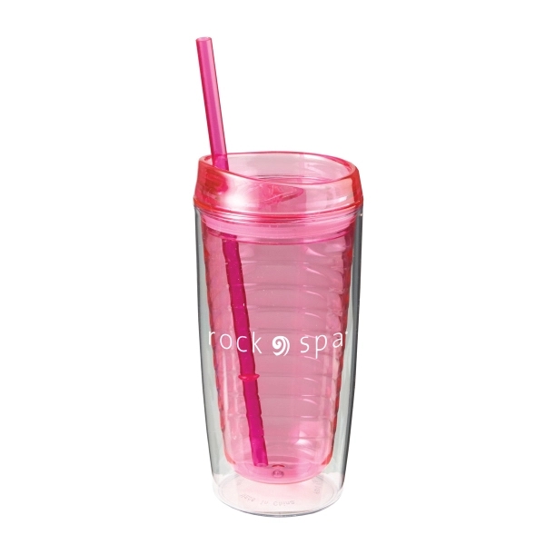 Double wall constructed 16 oz. acrylic travel tumbler with lid and... from ASI 52840 Evans Manufacturing