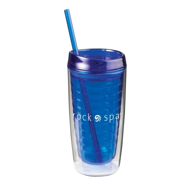 Double wall constructed 16 oz. acrylic travel tumbler with lid and... from ASI 52840 Evans Manufacturing