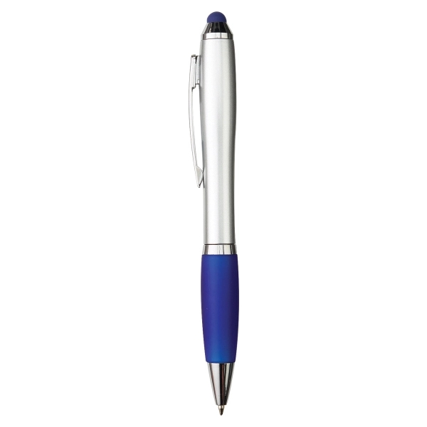 5 1/2" x 7/16" retractable ballpoint pen with silver barrel that... from ASI 52840 Evans Manufacturing
