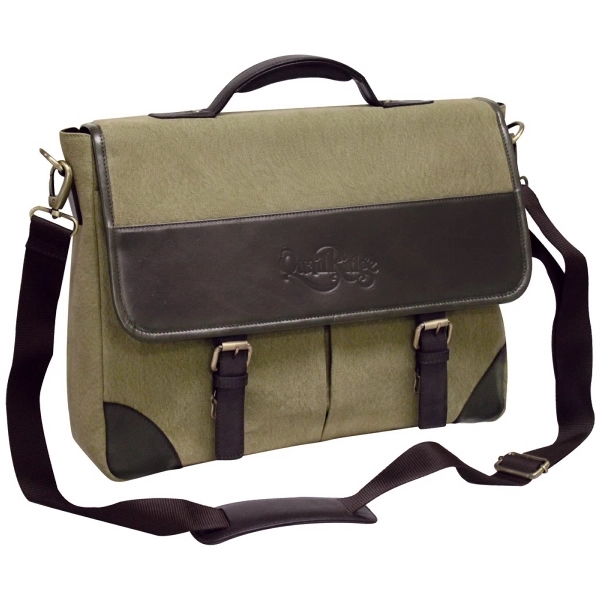 rugged 20 oz canvas mixed  leather gives this briefcase ... from ASI 79384 Preferred Nation Inc