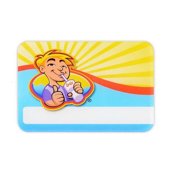 1/8" thick badge with a pin fastener closure.... from ASI 59080 Halls & Company