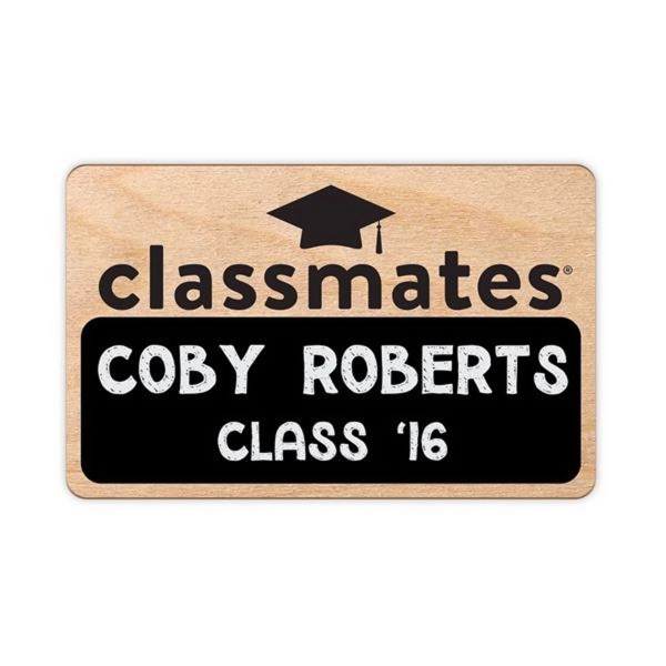 Wood write-on blackboard badge in maple or cherry, 1/16" thick in... from ASI 59080 Halls & Company