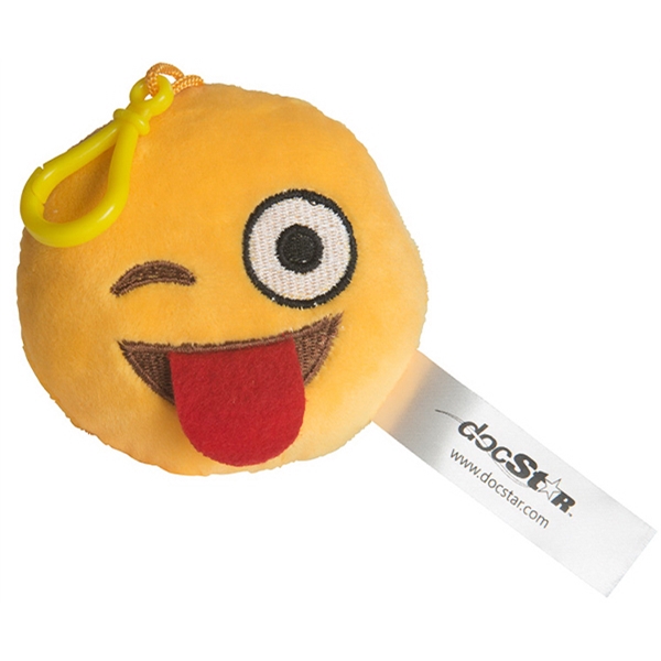 Plush emoji keychain made of polyurethane with a winking expression.... from ASI 34415 Alpi International LTD / Alpi™