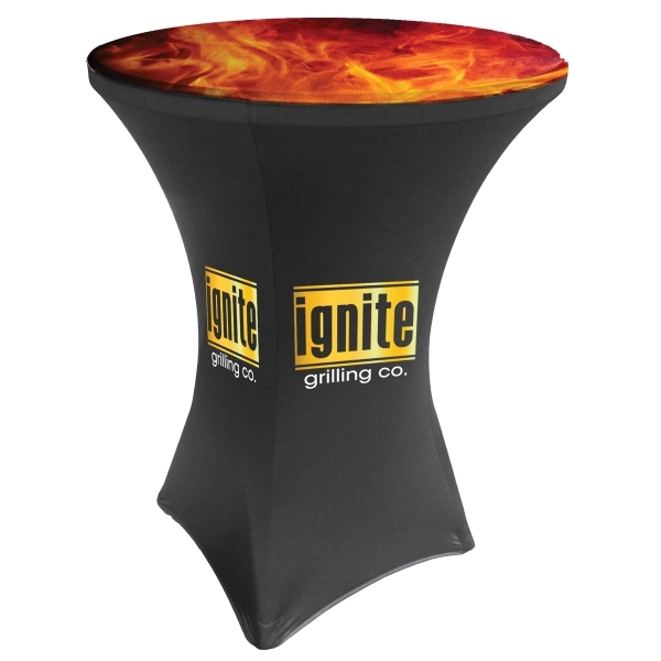 43" x 31.5" round stretch polyester table cover with storage bag.... from ASI 36558 Aprons, Etc.