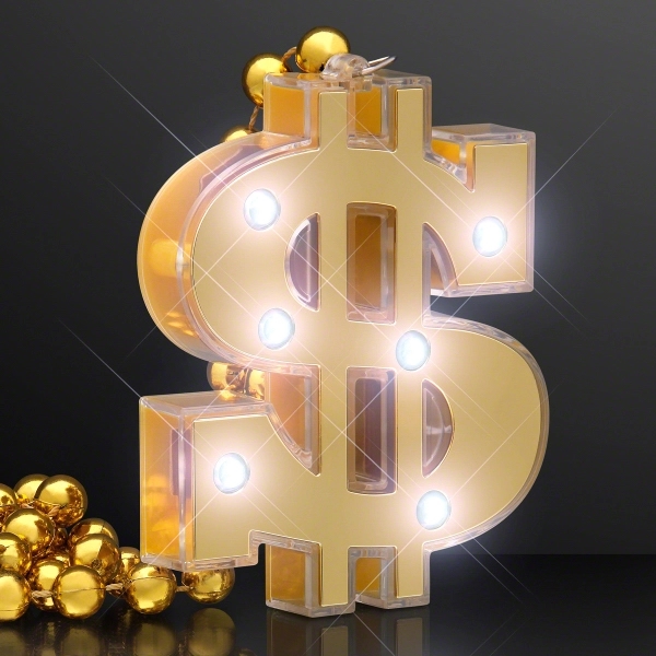 Light Up Dollar Sign Bling on Beads, No Imprint Available. 36"... from ASI 34194 ALightPromos / Alight Promotional Products