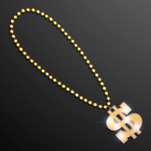 Light Up Dollar Sign Bling on Beads, No Imprint Available. 36"... from ASI 34194 ALightPromos / Alight Promotional Products