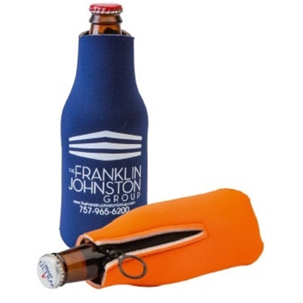 Insulated FoamZone zippered bottle cooler, perfect for keeping drinks cold on... from ASI 67075 Leprechaun Promotions, LLC / Leprechaun Promotions