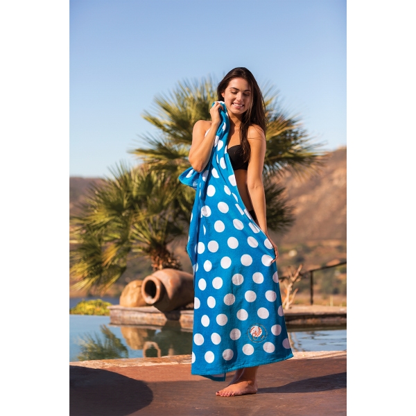Polka dot print velour beach towel, 30" x 60".... from ASI 90913 Terry Town / Terry Town