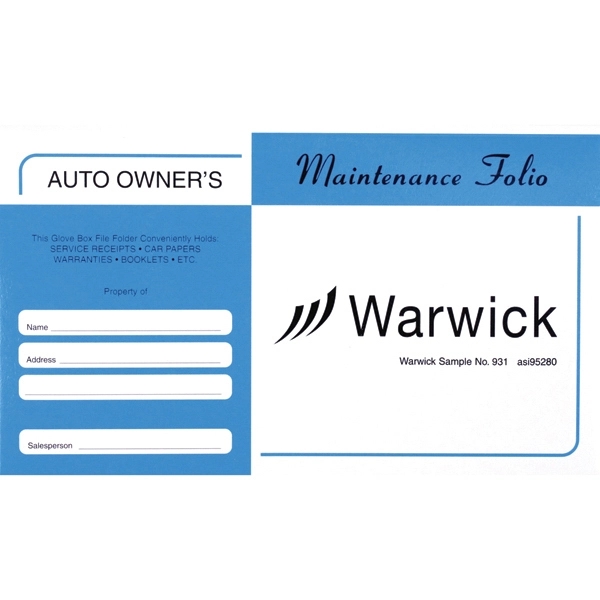 6" x 10 1/2" Stock Auto Document Pouch, sturdy white leatherette... from ASI 95280 Warwick Publishing Co / Warwick