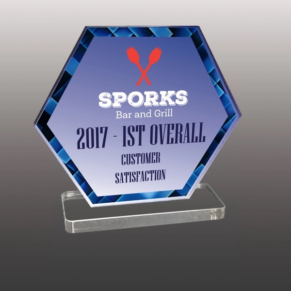 3/8" thick acrylic award with clear base and customization.... from ASI 72521 Morris Magnets