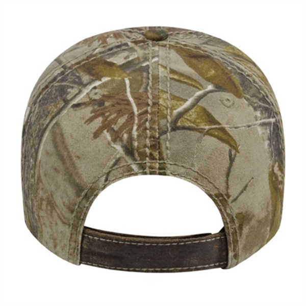 Low profile six panel unstructured polyester cap with faux leather front,... from ASI 43792 Cap America Inc
