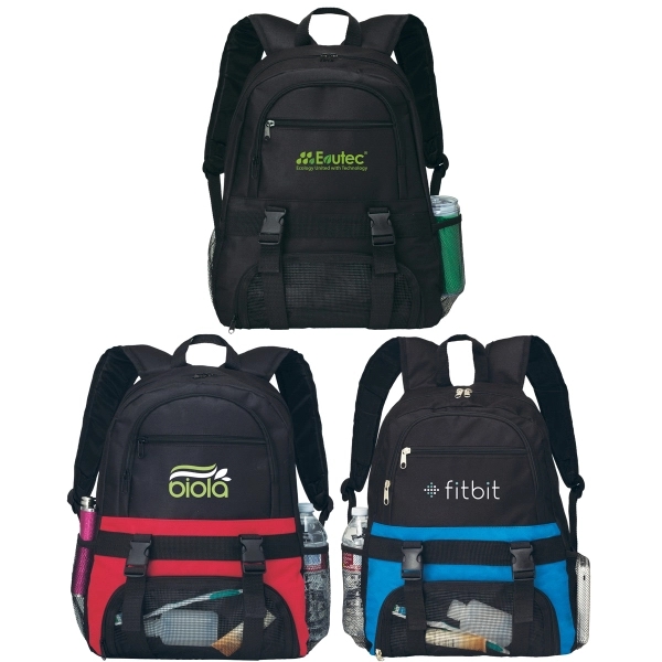Trek backpack Made of 680 denier Polyester and measures 12"W x... from ASI 46755 Cosmo Promos