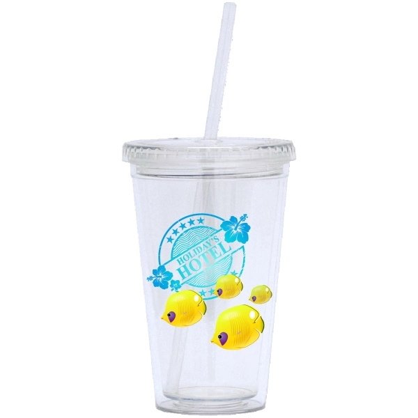 Slide 16 oz.Clear Double-Wall Tumbler with Transparent Insert.... from ASI 46755 Cosmo Promos