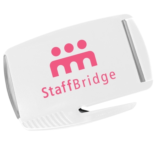 Letter opener and staple remover, holds standard business card.... from ASI 52840 Evans Manufacturing