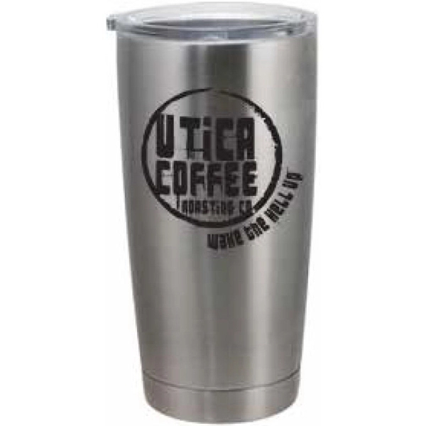 20oz. stainless tumbler with sliding lid.... from ASI 36705 Archer's Decorative Glass Corp / Decorative Glass
