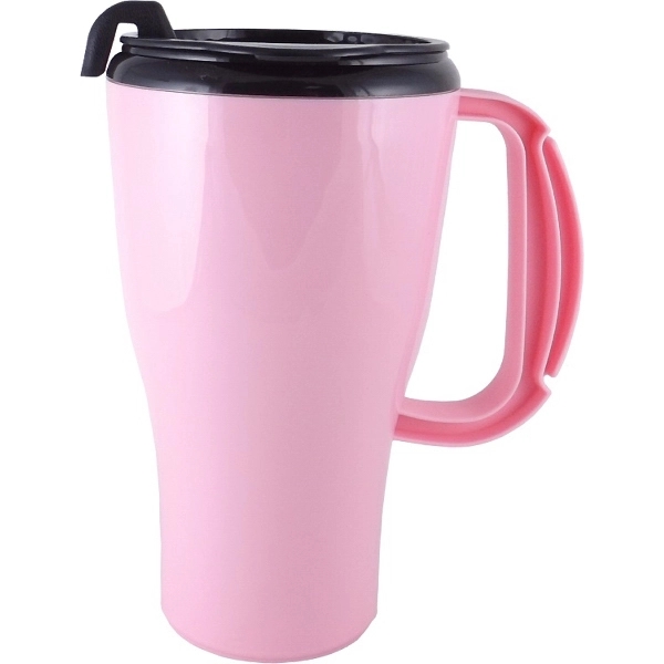 16 oz travel mug with double wall insulation, snap on thumb... from ASI 67075 Leprechaun Promotions, LLC / Leprechaun Promotions