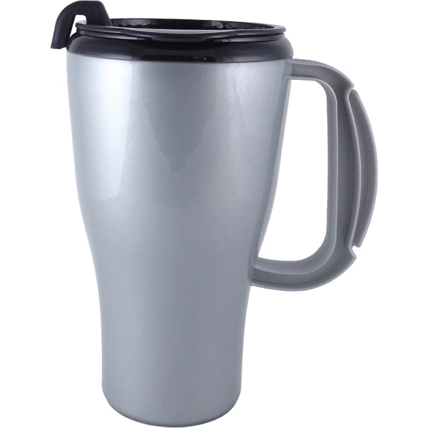16 oz travel mug with double wall insulation, snap on thumb... from ASI 67075 Leprechaun Promotions, LLC / Leprechaun Promotions