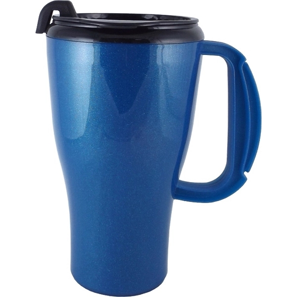 16 oz travel mug with double wall insulation, snap on thumb... from ASI 67075 Leprechaun Promotions, LLC / Leprechaun Promotions