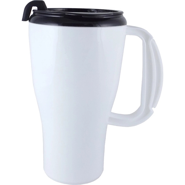 16 oz travel mug with double wall insulation, snap on thumb... from ASI 67075 Leprechaun Promotions, LLC / Leprechaun Promotions