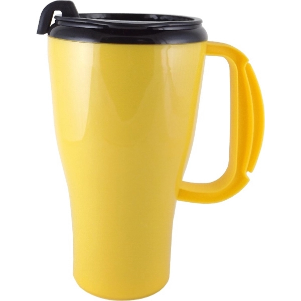 16 oz travel mug with double wall insulation, snap on thumb... from ASI 67075 Leprechaun Promotions, LLC / Leprechaun Promotions