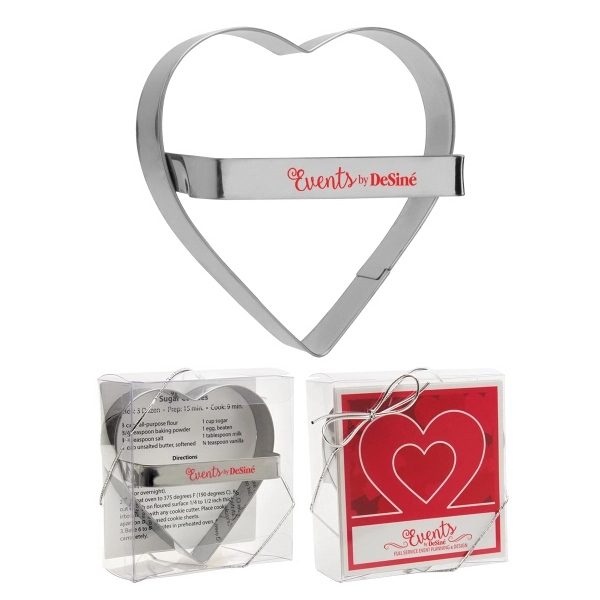 Heart-shaped metal cookie cutter with four color process recipe card in... from ASI 62190 Illini