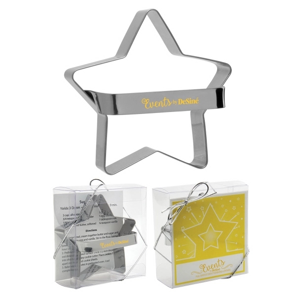 Star-shaped metal cookie cutter and four color process recipe card in... from ASI 62190 Illini