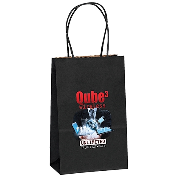 Matte paper shopper with a serrated cut top and twisted paper... from ASI 37940 Bag Makers Inc