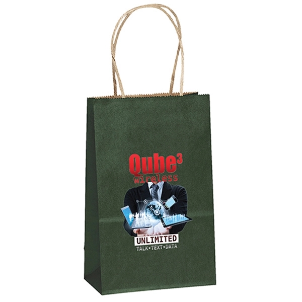 Matte paper shopper with a serrated cut top and twisted paper... from ASI 37940 Bag Makers Inc