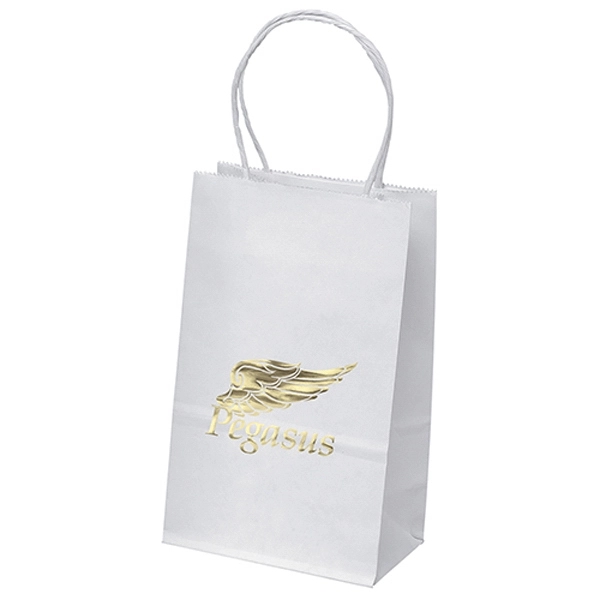 White kraft paper shopper with twisted paper handles and serrated cut... from ASI 37940 Bag Makers Inc