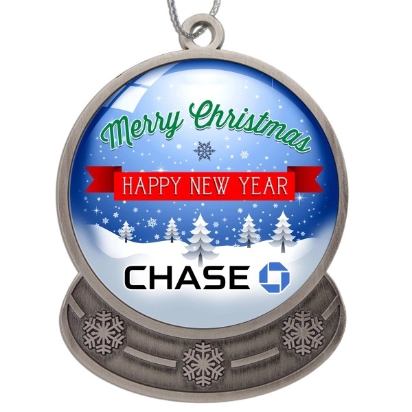 2.5" x 1.875" die cast metal snow globe-shape hanging holiday ornament... from ASI 52263 EMT / EMT EMT EASY